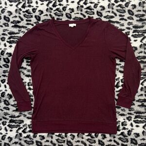 Lucky Brand Women's V-Neck Sweater - Burgundy Wine